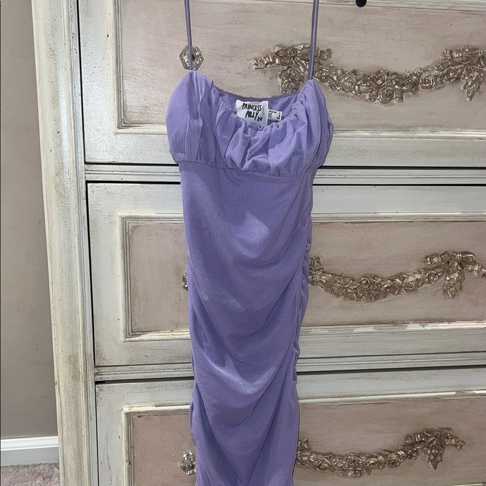 Princess Polly Lavender Ruched Mini Dress sz US 0